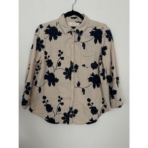 Isabella Sinclair Embroidered Floral Shadow Bloom Button Down Shirt Size M